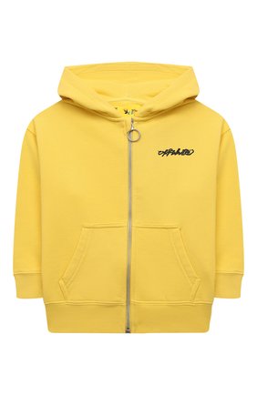 Детский хлопковая толстовка OFF-WHITE желтого цвета по цене 25400 руб., арт. 0BBE001F21FLE004 | Фото 1 Детский хлопковая толстовка OFF-WHITE желтого цвета, арт. 0BBE001F21FLE004 | Фото 1 (Рукава: Длинные; Материал внешний: Хлопок; Мальчики Кросс-КТ: Толстовка-одежда; Ростовка одежда: 10 - 11 лет | 140 - 146см, 4 года | 104 см, 6 лет | 116 см, 8 лет | 128 см)