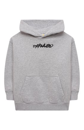 Детский хлопковое худи OFF-WHITE серого цвета по цене 21300 руб., арт. 0BBB001F21FLE003 | Фото 1 Детский хлопковое худи OFF-WHITE серого цвета, арт. 0BBB001F21FLE003 | Фото 1 (Рукава: Длинные; Материал внешний: Хлопок; Мальчики Кросс-КТ: Толстовка-одежда; Ростовка одежда: 10 - 11 лет | 140 - 146см, 12 лет | 152 см, 4 года | 104 см, 6 лет | 116 см, 8 лет | 128 см)