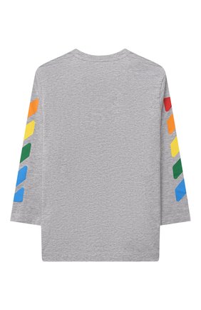 Детская хлопковый лонгслив OFF-WHITE серого цвета по цене 19950 руб., арт. 0BAB001F21JER002 | Фото 2 Детская хлопковый лонгслив OFF-WHITE серого цвета, арт. 0BAB001F21JER002 | Фото 2 (Материал внешний: Хлопок; Рукава: Длинные; Мальчики Кросс-КТ: Лонгслив-одежда; Ростовка одежда: 10 - 11 лет | 140 - 146см, 12 лет | 152 см, 4 года | 104 см, 6 лет | 116 см, 8 лет | 128 см)