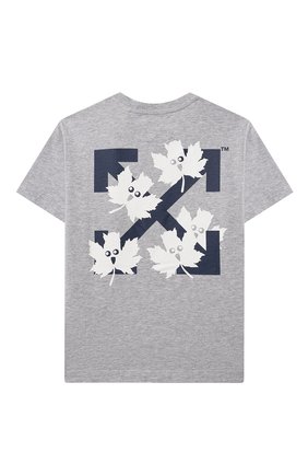 Детская хлопковая футболка OFF-WHITE серого цвета по цене 18200 руб., арт. 0BAA002F21JER006 | Фото 2 Детская хлопковая футболка OFF-WHITE серого цвета, арт. 0BAA002F21JER006 | Фото 2 (Материал внешний: Хлопок; Рукава: Короткие; Ростовка одежда: 10 - 11 лет | 140 - 146см, 12 лет | 152 см, 4 года | 104 см, 6 лет | 116 см, 8 лет | 128 см)