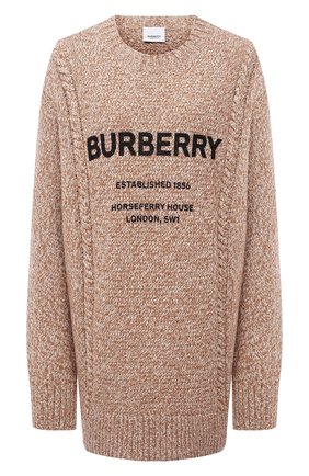 Женский свитер из шерсти и хлопка BURBERRY бежевого цвета по цене 94600 руб., арт. 8042432 | Фото 1 Женский свитер из шерсти и хлопка BURBERRY бежевого цвета, арт. 8042432 | Фото 1 (Материал внешний: Хлопок, Шерсть; Длина (для топов): Удлиненные; Рукава: Длинные; Стили: Кэжуэл; Женское Кросс-КТ: Свитер-одежда)