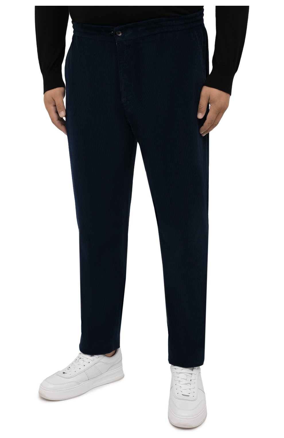 Мужские хлопковые брюки MARCO PESCAROLO синего цвета, арт. CHIAIAM/ZIP+SFILA/4402 | Фото 3 (Big sizes: Big Sizes; Длина (брюки, джинсы): Стандартные; Случай: Повседневный; Материал внешний: Хлопок; Стили: Кэжуэл)