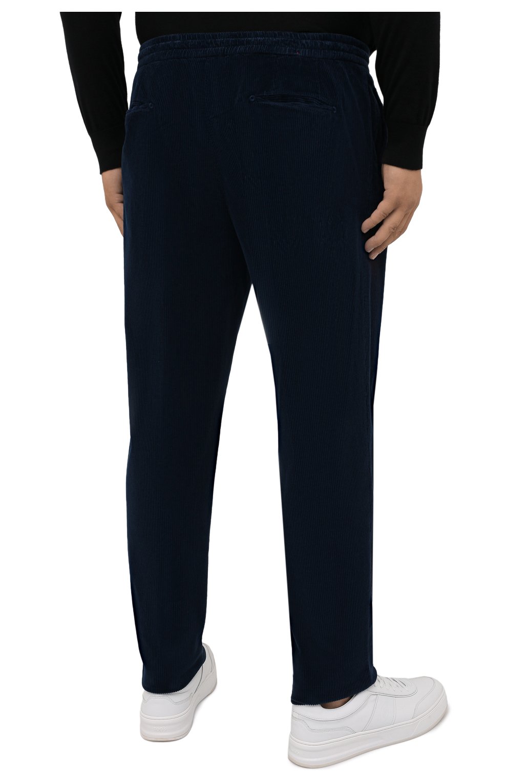 Мужские хлопковые брюки MARCO PESCAROLO синего цвета, арт. CHIAIAM/ZIP+SFILA/4402 | Фото 4 (Big sizes: Big Sizes; Длина (брюки, джинсы): Стандартные; Случай: Повседневный; Материал внешний: Хлопок; Стили: Кэжуэл)