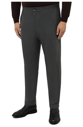 Мужские шерстяные брюки MARCO PESCAROLO серого цвета, арт. CHIAIAM/ZIP+RIS/4422 | Фото 3 (Big sizes: Big Sizes; Материал внешний: Шерсть; Длина (брюки, джинсы): Стандартные; Случай: Повседневный; Стили: Кэжуэл)