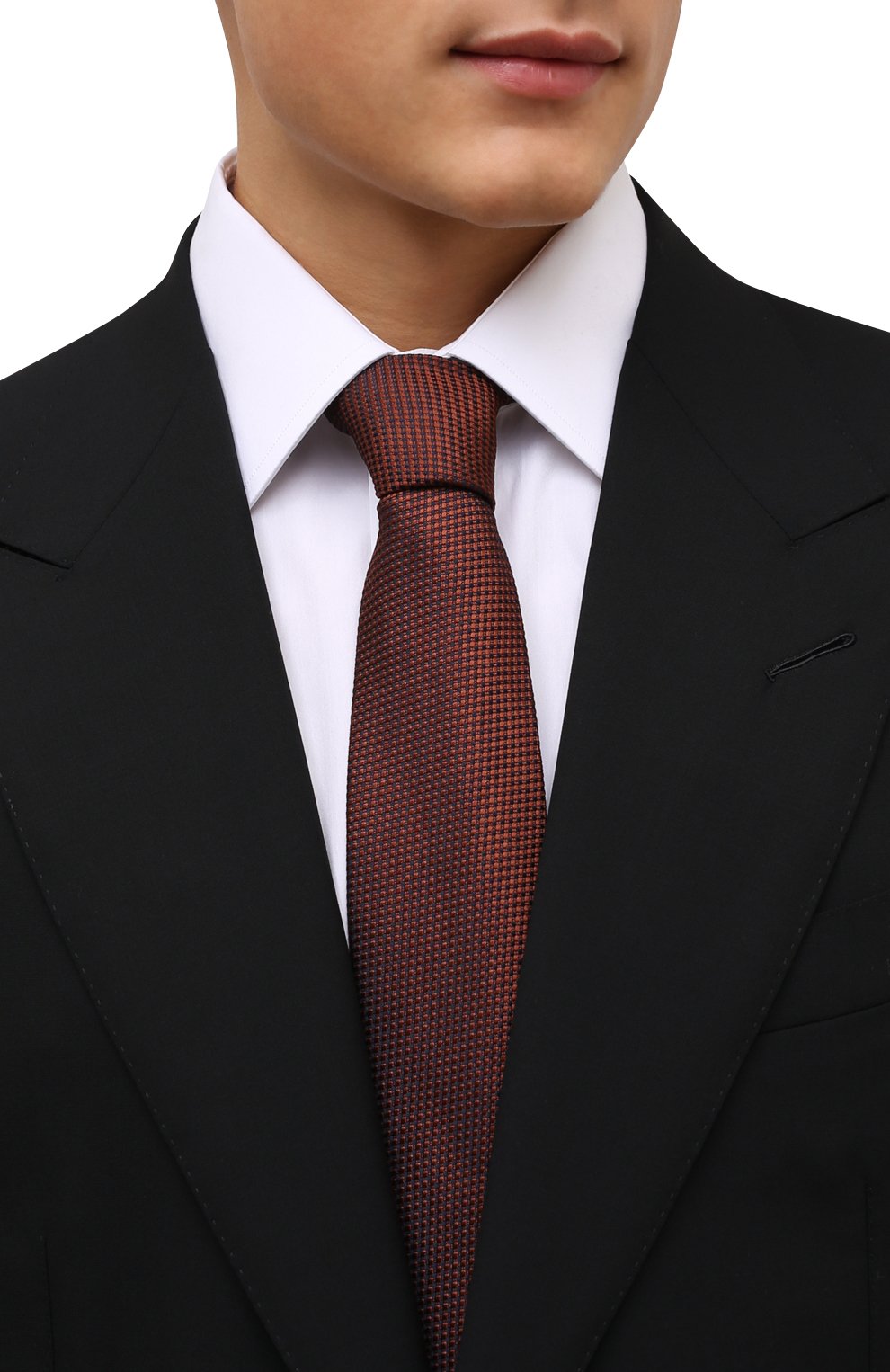 Мужской шелковый галстук CORNELIANI светло-коричневого цвета, арт. 88U302-1820305/00 | Фото 2 (Материал: Текстиль, Шелк; Принт: Без принта)