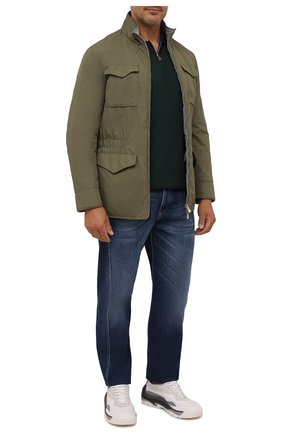 Мужское поло из кашемира и шелка KITON зеленого цвета по цене 176500 руб., арт. UK05ZL | Фото 2 Мужское поло из кашемира и шелка KITON зеленого цвета, арт. UK05ZL | Фото 2 (Материал внешний: Шерсть, Кашемир; Застежка: Молния; Рукава: Длинные; Кросс-КТ: Трикотаж; Стили: Кэжуэл; Big sizes: Big Sizes; Длина (для топов): Удлиненные)