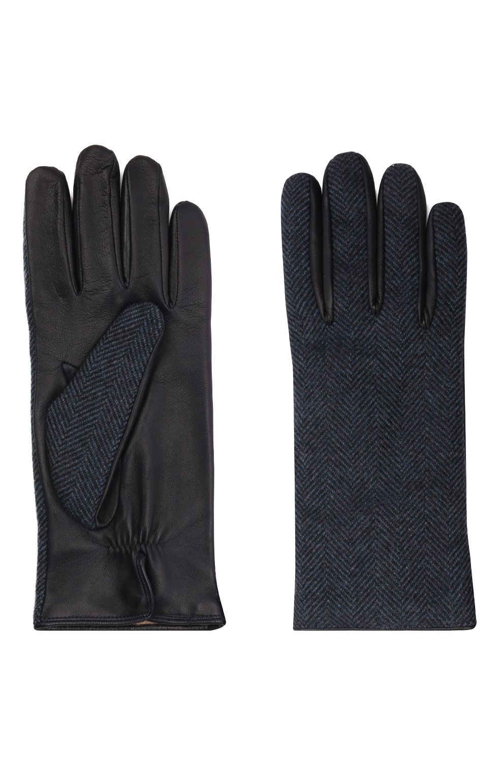 Мужские комбинированные перчатки LORO PIANA темно-синего цвет а, арт. FAL9541 | Фото 2 (Материал: Натуральная кожа; Мужское Кросс-КТ: Кожа и замша)