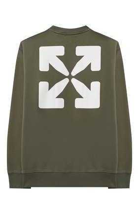 Детский хлопковый свитшот OFF-WHITE хаки цвета по цене 18950 руб., арт. 0GBA001F21FLE001 | Фото 2 Детский хлопковый свитшот OFF-WHITE хаки цвета, арт. 0GBA001F21FLE001 | Фото 2 (Материал внешний: Хлопок; Рукава: Длинные; Девочки Кросс-КТ: Толстовка-одежда; Ростовка одежда: 10 - 11 лет | 140 - 146см, 12 лет | 152 см, 4 года | 104 см, 6 лет | 116 см, 8 лет | 128 см)