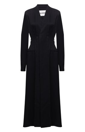 Женское платье из вискозы JIL SANDER темно-синего цвета по цене 169500 руб., арт. JSWT506706-WT381500 | Фото 1 Женское платье из вискозы JIL SANDER темно-синего цвета, арт. JSWT506706-WT381500 | Фото 1 (Длина Ж (юбки, платья, шорты): Миди; Рукава: Длинные; Материал внешний: Вискоза; Стили: Гламурный; Случай: Формальный; Женское Кросс-КТ: Платье-одежда)