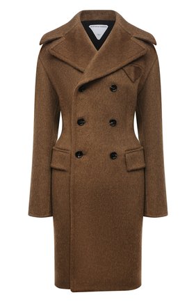 Женское двубортное пальто BOTTEGA VENETA коричневого цвета по цене 264000 руб., арт. 663721/V0XS0 | Фото 1 Женское двубортное пальто BOTTEGA VENETA коричневого цвета, арт. 663721/V0XS0 | Фото 1 (Материал внешний: Шерсть; Материал подклада: Вискоза; Длина (верхняя одежда): До колена; Рукава: Длинные; Стили: Гламурный; 1-2-бортные: Двубортные)