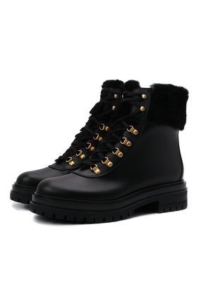 Женские кожаные ботинки GIANVITO ROSSI черного цвета по цене 86200 руб., арт. G73498.20G0M.CLYNENE | Фото 1 Женские кожаные ботинки GIANVITO ROSSI черного цвета, арт. G73498.20G0M.CLYNENE | Фото 1 (Материал утеплителя: Натуральный мех; Каблук высота: Низкий; Подошва: Платформа; Материал внутренний: Натуральная кожа; Женское Кросс-КТ: Зимние ботинки)