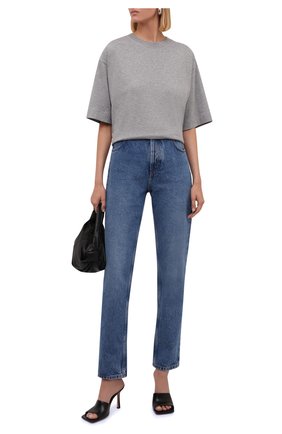 Женская хлопковая футболка DRIES VAN NOTEN серого цвета по цене 12550 руб., арт. 212-011155-3604 | Фото 2 Женская хлопковая футболка DRIES VAN NOTEN серого цвета, арт. 212-011155-3604 | Фото 2 (Материал внешний: Хлопок; Стили: Кэжуэл; Принт: Без принта; Длина (для топов): Стандартные; Рукава: Короткие)