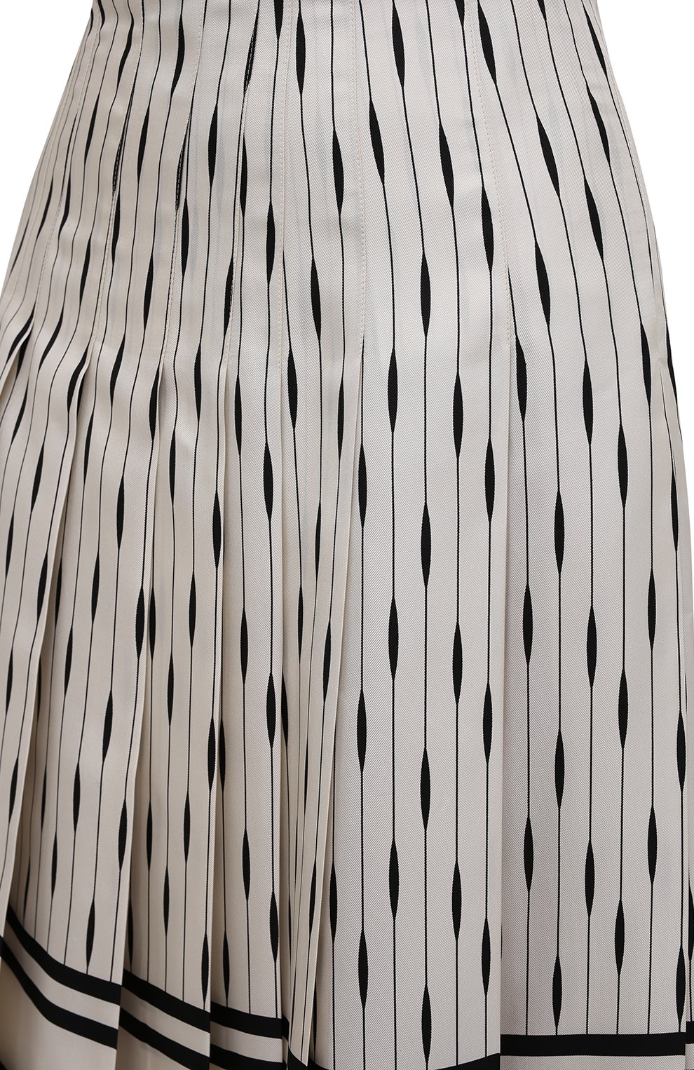 Женская шелковая юбка LORO PIANA черно-белого цвета, арт. FAL7223 | Фото 5 (Материал внешний: Шелк; Женское Кросс-КТ: юбка-плиссе; Длина Ж (юбки, платья, шорты): До колена; Стили: Романтичный)