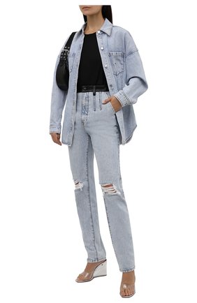Женская джинсовая куртка ALEXANDER WANG светло-голубого цвета по цене 51500 руб., арт. 1WC3211474 | Фото 2 Женская джинсовая куртка ALEXANDER WANG светло-голубого цвета, арт. 1WC3211474 | Фото 2 (Рукава: Длинные; Материал внешний: Хлопок; Стили: Спорт-шик; Кросс-КТ: Деним, Куртка; Длина (верхняя одежда): Короткие)