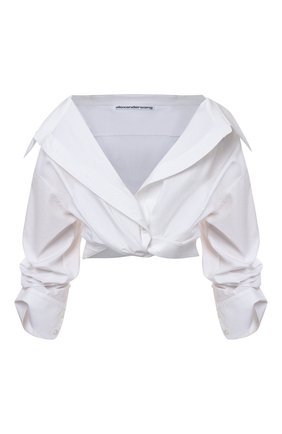 Женская хлопковая блузка ALEXANDER WANG белого цвета по цене 57150 руб., арт. 1WC3211459 | Фото 1 Женская хлопковая блузка ALEXANDER WANG белого цвета, арт. 1WC3211459 | Фото 1 (Материал внешний: Хлопок; Рукава: Короткие; Стили: Романтичный; Принт: Без принта; Женское Кросс-КТ: Блуза-одежда; Длина (для топов): Укороченные)