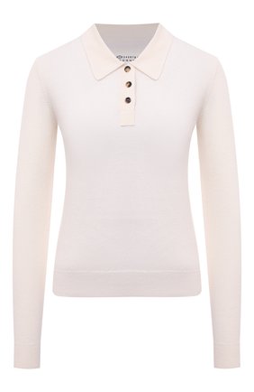 Женское шерстяное поло MAISON MARGIELA кремвого цвета по цене 39800 руб., арт. S51GL0037/S17846 | Фото 1 Женское шерстяное поло MAISON MARGIELA кремвого цвета, арт. S51GL0037/S17846 | Фото 1 (Рукава: Длинные; Длина (для топов): Стандартные; Материал внешний: Шерсть; Стили: Минимализм; Кросс-КТ: Трикотаж)