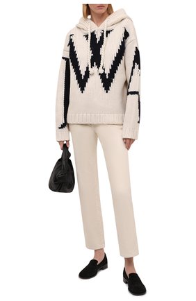 Женский шерстяное худи JW ANDERSON кремвого цвета по цене 64150 руб., арт. KW0526 YN0146 | Фото 2 Женский шерстяное худи JW ANDERSON кремвого цвета, арт. KW0526 YN0146 | Фото 2 (Длина (для топов): Стандартные; Рукава: Длинные; Материал внешний: Шерсть; Стили: Кэжуэл; Кросс-КТ: Трикотаж; Женское Кросс-КТ: Худи-одежда; Одежда: Одежда)