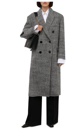Женское шерстяное пальто ISABEL MARANT черно-белого цвета по цене 119500 руб., арт. MA1055-21A009I/L0JIMIK0 | Фото 2 Женское шерстяное пальто ISABEL MARANT черно-белого цвета, арт. MA1055-21A009I/L0JIMIK0 | Фото 2 (Материал подклада: Вискоза; Длина (верхняя одежда): Длинные; Материал внешний: Шерсть; Рукава: Длинные; Стили: Гламурный; 1-2-бортные: Двубортные)