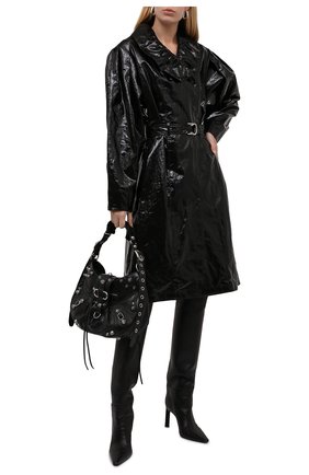 Женский плащ ISABEL MARANT черного цвета по цене 85250 руб., арт. MA1046-21A006I/EPANIMA | Фото 2 Женский плащ ISABEL MARANT черного цвета, арт. MA1046-21A006I/EPANIMA | Фото 2 (Материал внешний: Лен, Синтетический материал; Длина (верхняя одежда): До колена; Рукава: Длинные; Стили: Гламурный)