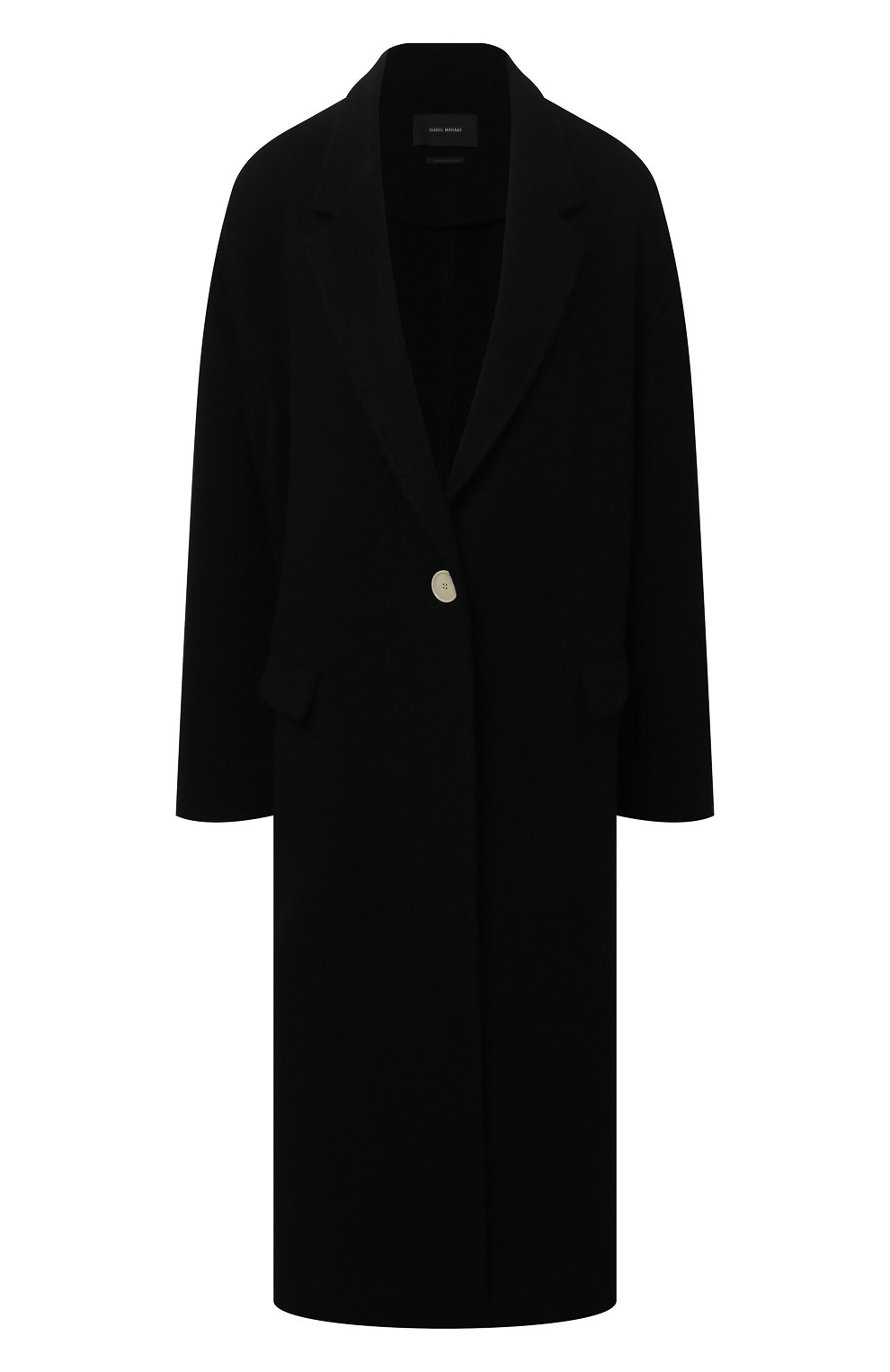 Женское пальто из шерсти и кашемира ISABEL MARANT черного цвета, арт. MA1035-21A008I/EFEZIA | Фото 1 (Материал внешний: Шерсть; Рукава: Длинные; Стили: Гламурный; Длина (верхняя одежда): Длинные; 1-2-бортные: Однобортные)