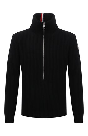 Мужской шерстяной свитер MONCLER черного цвета по цене 62600 руб., арт. G2-091-9A000-03-M1241 | Фото 1 Мужской шерстяной свитер MONCLER черного цвета, арт. G2-091-9A000-03-M1241 | Фото 1 (Рукава: Длинные; Материал внешний: Шерсть; Длина (для топов): Стандартные; Принт: Без принта; Мужское Кросс-КТ: Свитер-одежда; Стили: Кэжуэл)