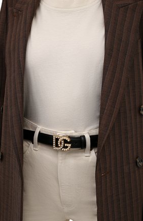 Женский кожаный ремень DOLCE & GABBANA черного цвета, арт. BE1447/AQ339 | Фото 2 (Кросс-КТ: Тонкие; Материал: Натуральная кожа)