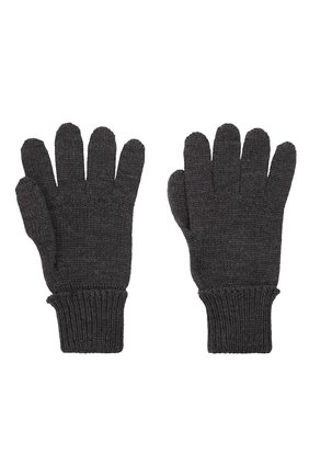 Детские шерстяные перчатки IL TRENINO темно-серого цвета, арт. 21 4055 | Фото 2 (Материал: Шерсть, Текстиль)