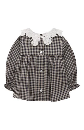 Детский хлопковая блузка TARTINE ET CHOCOLAT темно-синего цвета, арт. TT12021/12M | Фото 2 (Рукава: Длинные; Материал внешний: Хлопок; Кросс-КТ НВ: Рубашка)