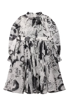 Женский комплект из платья и шорт DOLCE & GABBANA черно-белого цвета, арт. L22DW8/IS1JP | Фото 2 (Рукава: Длинные; Материал внешний: Шелк)
