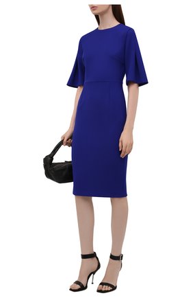 Женское комплект из платья и маски ROLAND MOURET синего цвета по цене 96050 руб., арт. AW21/S2371/F0509 | Фото 2 Женское комплект из платья и маски ROLAND MOURET синего цвета, арт. AW21/S2371/F0509 | Фото 2 (Материал подклада: Синтетический материал; Длина Ж (юбки, платья, шорты): До колена; Рукава: 3/4; Материал внешний: Синтетический материал; Женское Кросс-КТ: Платье-одежда; Стили: Романтичный; Случай: Формальный)