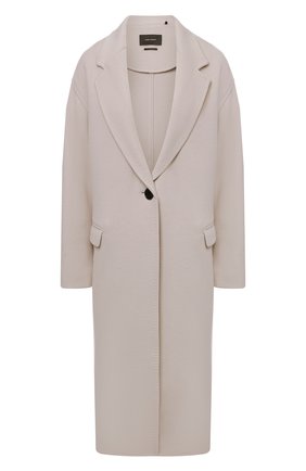Женское пальто из шерсти и кашемира ISABEL MARANT кремвого цвета, арт. MA1035-21A008I/EFEZIA | Фото 1 (Материал внешний: Шерсть; 1-2-бортные: Однобортные; Стили: Кэжуэл; Рукава: Длинные; Длина (верхняя одежда): Длинные)