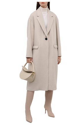 Женское пальто из шерсти и кашемира ISABEL MARANT кремвого цвета, арт. MA1035-21A008I/EFEZIA | Фото 2 (Материал внешний: Шерсть; 1-2-бортные: Однобортные; Стили: Кэжуэл; Рукава: Длинные; Длина (верхняя одежда): Длинные)