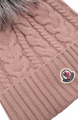 Женская шапка из шерсти и кашемира MONCLER светло-розового цвета, арт. G2-093-9Z703-01-A9328 | Фото 4 (Материал: Текстиль, Кашемир, Шерсть)