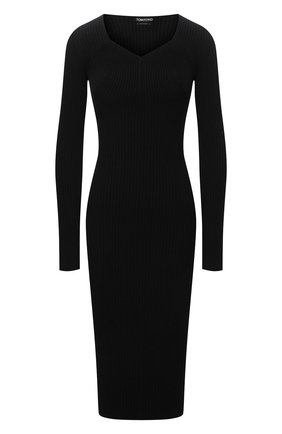 Женское платье из вискозы TOM FORD черного цвета по цене 140500 руб., арт. ACK262-YAX310 | Фото 1 Женское платье из вискозы TOM FORD черного цвета, арт. ACK262-YAX310 | Фото 1 (Рукава: Длинные; Материал внешний: Вискоза; Женское Кросс-КТ: Платье-одежда; Случай: Повседневный; Стили: Романтичный; Кросс-КТ: Трикотаж; Длина Ж (юбки, платья, шорты): Миди)