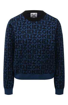 Женский пуловер KENZO синего цвета по цене 25250 руб., арт. FB62PU6363SC | Фото 1 Женский пуловер KENZO синего цвета, арт. FB62PU6363SC | Фото 1 (Материал внешний: Синтетический материал, Хлопок; Рукава: Длинные; Длина (для топов): Стандартные; Женское Кросс-КТ: Пуловер-одежда; Стили: Кэжуэл)