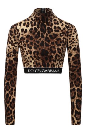 Женский шелковый топ DOLCE & GABBANA леопардового цвета по цене 66200 руб., арт. F75L8T/FSADD | Фото 1 Женский шелковый топ DOLCE & GABBANA леопардового цвета, арт. F75L8T/FSADD | Фото 1 (Рукава: Длинные; Длина (для топов): Укороченные; Материал внешний: Шелк; Стили: Гламурный)