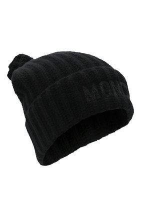 Женская шерстяная шапка MONCLER черного цвета, арт. G2-093-3B000-07-M1115 | Фото 1 (Материал: Шерсть, Текстиль)