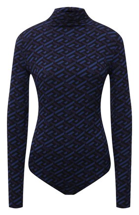 Женское шелковое боди VERSACE синего цвета по цене 75500 руб., арт. 1002161/1A01805 | Фото 1 Женское шелковое боди VERSACE синего цвета, арт. 1002161/1A01805 | Фото 1 (Материал внешний: Шелк; Рукава: Длинные; Женское Кросс-КТ: Боди-одежда; Стили: Кэжуэл)