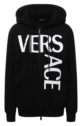 Женский хлопковая толстовка VERSACE черно-белого цвета по цене 95650 руб., арт. 1001049/1A01174 | Фото 1 Женский хлопковая толстовка VERSACE черно-белого цвета, арт. 1001049/1A01174 | Фото 1 (Материал внешний: Хлопок; Длина (для топов): Стандартные; Рукава: Длинные; Женское Кросс-КТ: Кардиган-одежда, Толстовка-одежда; Стили: Спорт-шик)