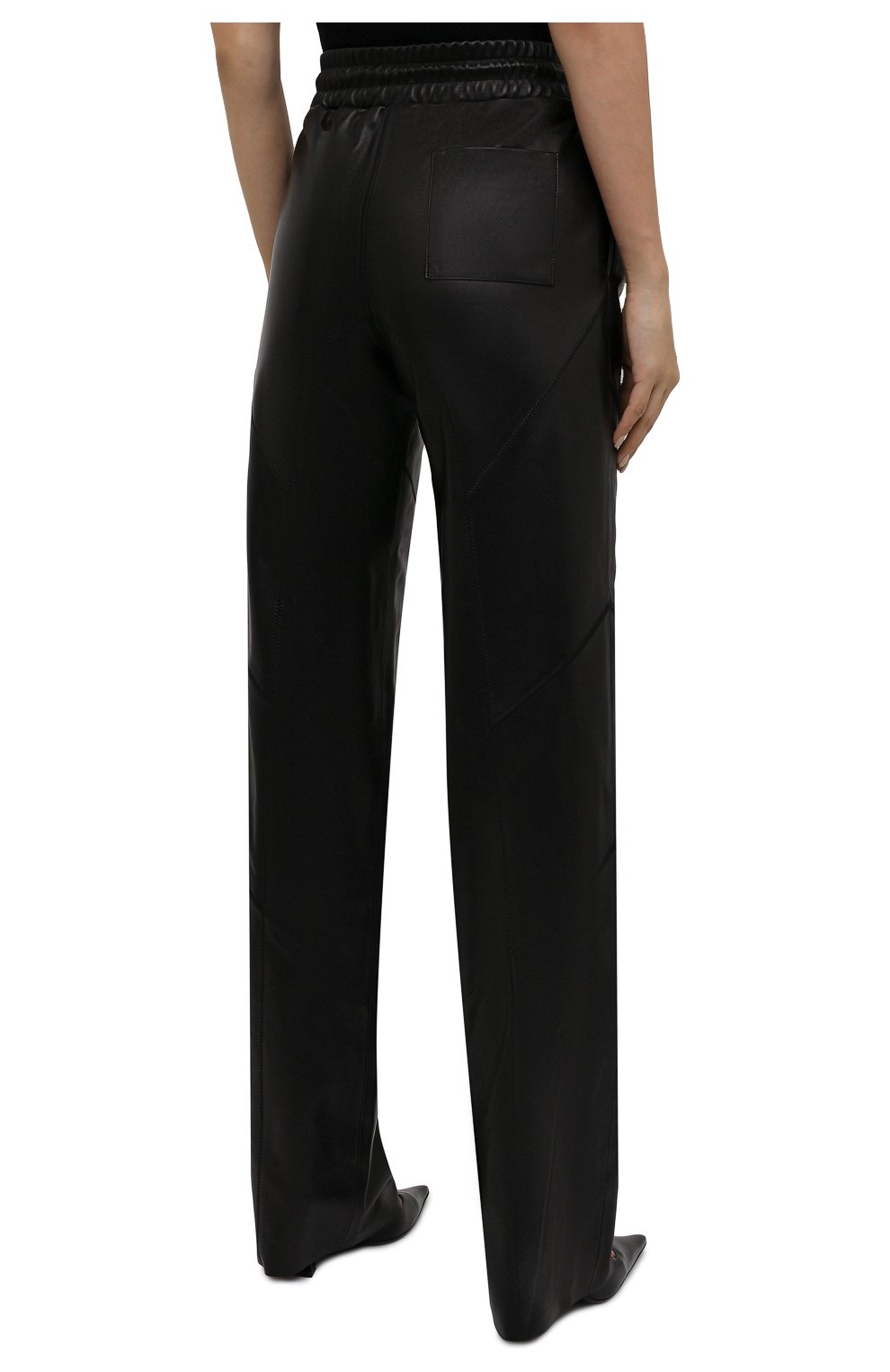 Женские кожаные брюки TOM FORD черного цвета, арт. PAL714-LEX228 | Фото 4 (Длина (брюки, джинсы): Удлиненные; Силуэт Ж (брюки и джинсы): Широкие; Женское Кросс-КТ: Брюки-одежда, Кожаные брюки; Стили: Гранж; Региональные ограничения белый список (Axapta Mercury): RU; Материал внешний: Натуральная кожа; Материал подклада: Шелк)