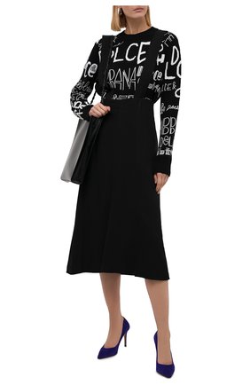 Женский шерстяной пуловер DOLCE & GABBANA черно-белого цвета по цене 167000 руб., арт. FX236Z/JBVK8 | Фото 2 Женский шерстяной пуловер DOLCE & GABBANA черно-белого цвета, арт. FX236Z/JBVK8 | Фото 2 (Рукава: Длинные; Длина (для топов): Стандартные; Материал внешний: Шерсть; Женское Кросс-КТ: Пуловер-одежда; Стили: Кэжуэл)