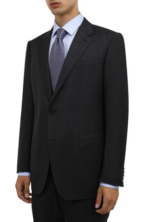 Мужской шерстяной костюм ERMENEGILDO ZEGNA темно-серого цвета по цене 229000 руб., арт. 222004/221225 | Фото 2 Мужской шерстяной костюм ERMENEGILDO ZEGNA темно-серого цвета, арт. 222004/221225 | Фото 2 (Материал подклада: Купро; Рукава: Длинные; Материал внешний: Шерсть; Стили: Классический; Костюмы М: Однобортный)