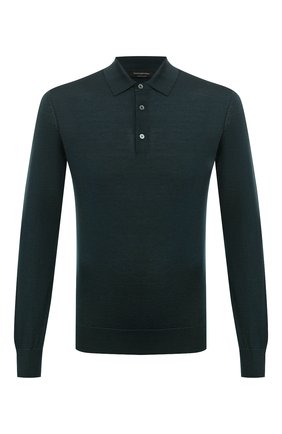 Мужское поло из кашемира и шелка ERMENEGILDO ZEGNA темно-зеленого цвета по цене 74550 руб., арт. UYJ00/132 | Фото 1 Мужское поло из кашемира и шелка ERMENEGILDO ZEGNA темно-зеленого цвета, арт. UYJ00/132 | Фото 1 (Материал внешний: Кашемир, Шерсть, Шелк; Застежка: Пуговицы; Рукава: Длинные; Кросс-КТ: Трикотаж; Стили: Кэжуэл; Длина (для топов): Стандартные)