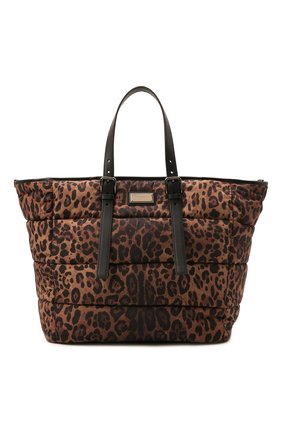 Мужская текстильная сумка-шопер sicily DOLCE & GABBANA леопардового цвета, арт. BM1998/A0824 | Фото 1 (Ремень/цепочка: На ремешке; Материал: Текстиль; Размер: large)