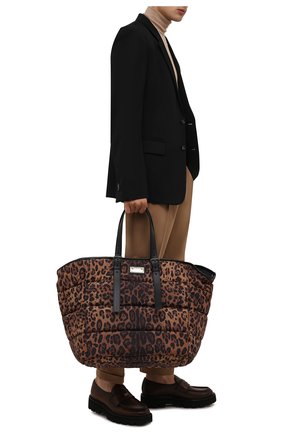Мужская текстильная сумка-шопер sicily DOLCE & GABBANA леопардового цвета, арт. BM1998/A0824 | Фото 2 (Ремень/цепочка: На ремешке; Материал: Текстиль; Размер: large)