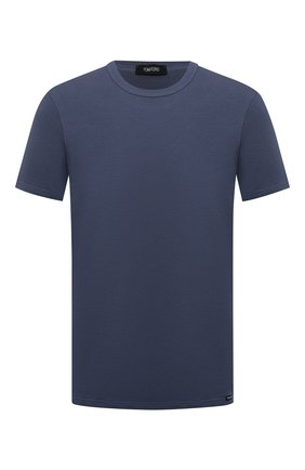 Мужская хлопковая футболка TOM FORD темно-синего цвета, арт. T4M081040 | Фото 1 (Материал внешний: Хлопок; Кросс-КТ: домашняя одежда; Длина (для топов): Стандартные; Рукава: Короткие)