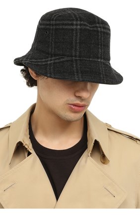 Мужская панама из шерсти и кашемира BURBERRY серого цвета по цене 37200 руб., арт. 8044077 | Фото 2 Мужская панама из шерсти и кашемира BURBERRY серого цвета, арт. 8044077 | Фото 2 (Материал: Шерсть)