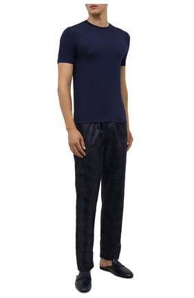 Мужская футболка ZIMMERLI темно-синего цвета, арт. 718-8251 | Фото 2 (Материал внешний: Синтетический материал; Кросс-КТ: домашняя одежда; Длина (для топов): Стандартные; Рукава: Короткие)