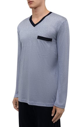 Мужская пижама из хлопка и шелка ZIMMERLI темно-синего цвета по цене 22950 руб., арт. 3417-95402 | Фото 2 Мужская пижама из хлопка и шелка ZIMMERLI темно-синего цвета, арт. 3417-95402 | Фото 2 (Рукава: Длинные; Материал внешний: Хлопок; Длина (для топов): Стандартные; Длина (брюки, джинсы): Стандартные; Кросс-КТ: домашняя одежда)