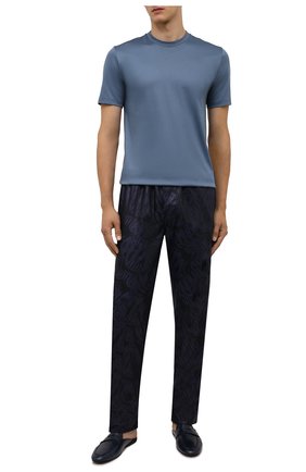Мужская хлопковая футболка ZIMMERLI синего цвета, арт. 286-1447 | Фото 2 (Материал внешний: Хлопок; Кросс-КТ: домашняя одежда; Длина (для топов): Стандартные; Рукава: Короткие)